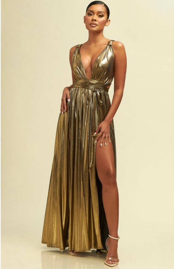 Vestido maxi gold