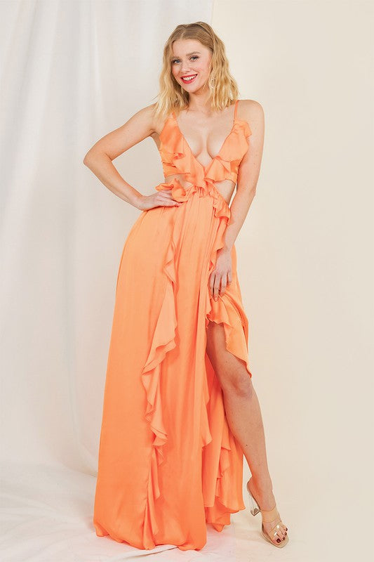 Vestido maxi orange