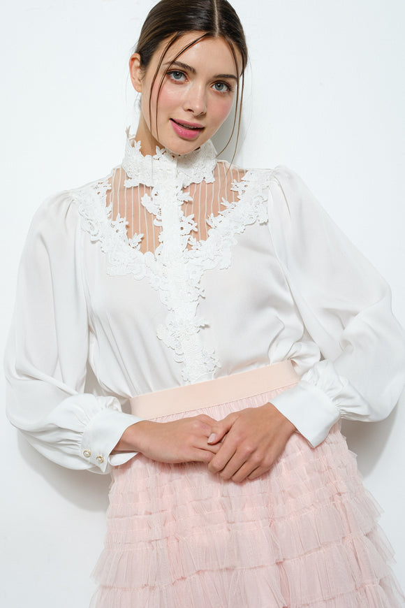 BLUSA CROCHET BLANCA ML